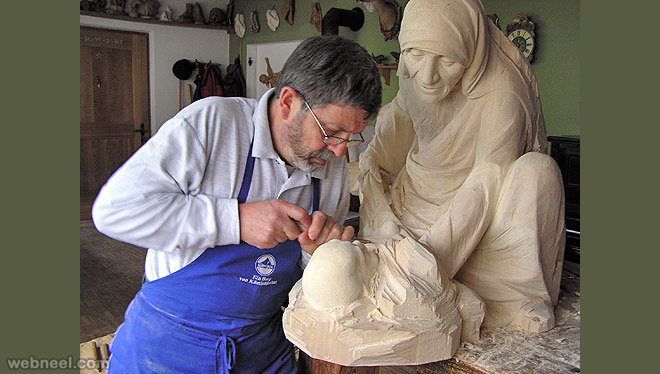 mother theresa wood sculpture