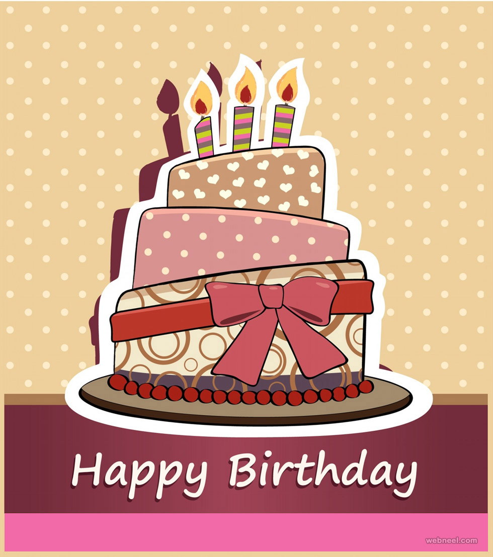 birthday greetings card design cake vector