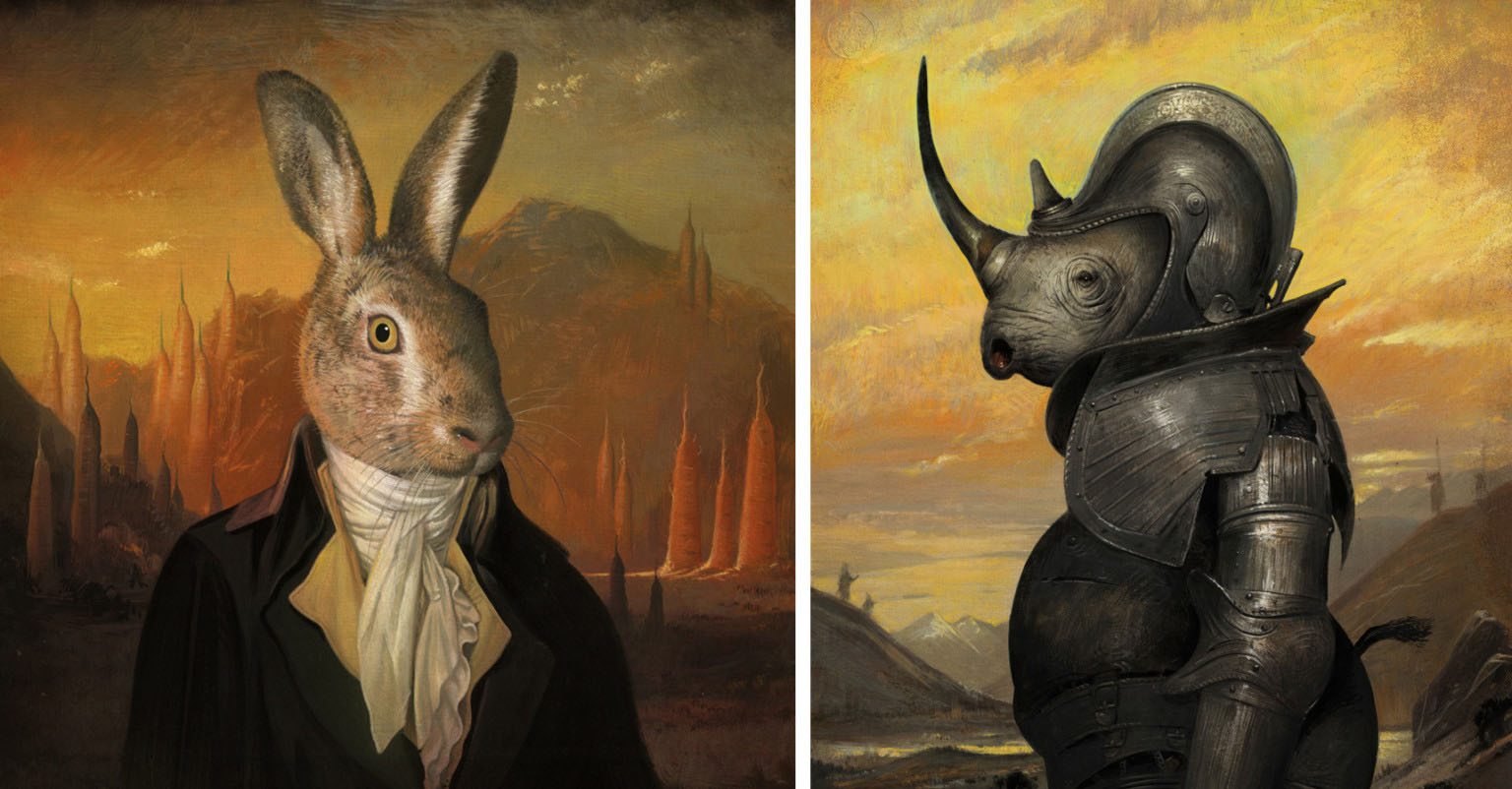 surreal paintings artwork rabbit rhino by bill mayers