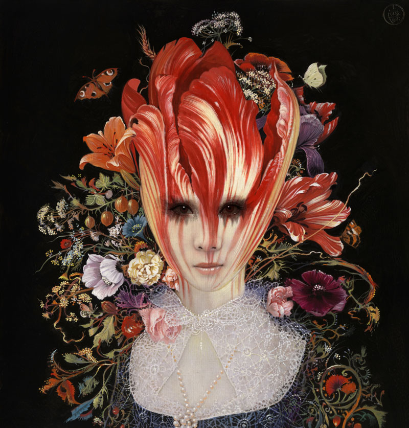 surreal paintings artwork flower lady by bill mayer