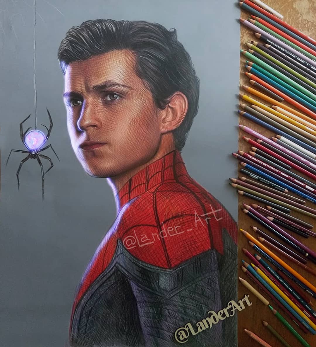 color pencil drawing spiderman