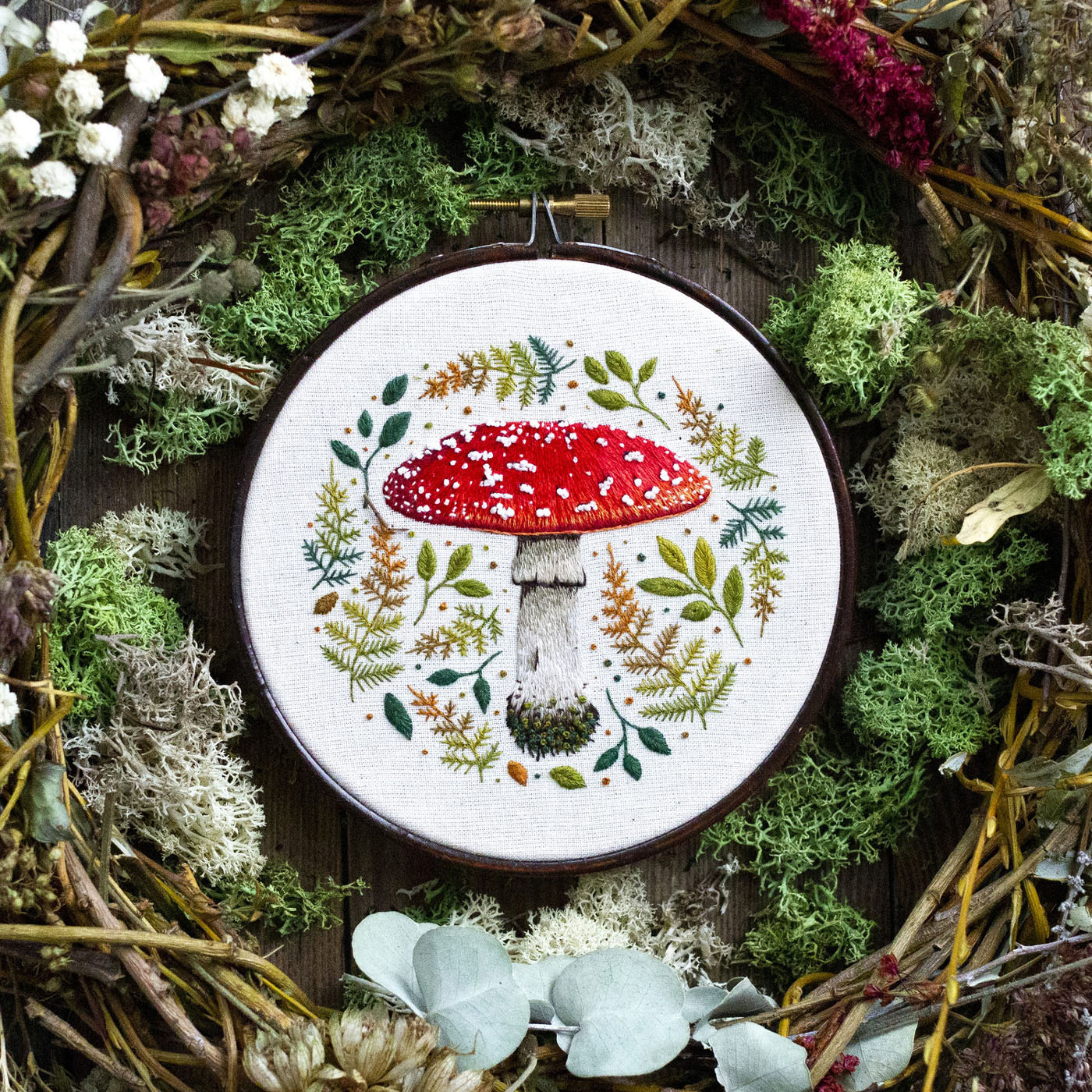 embroidery art mushroom