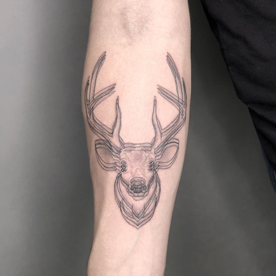 optical illusion tattoo deer by yatzil elizalde