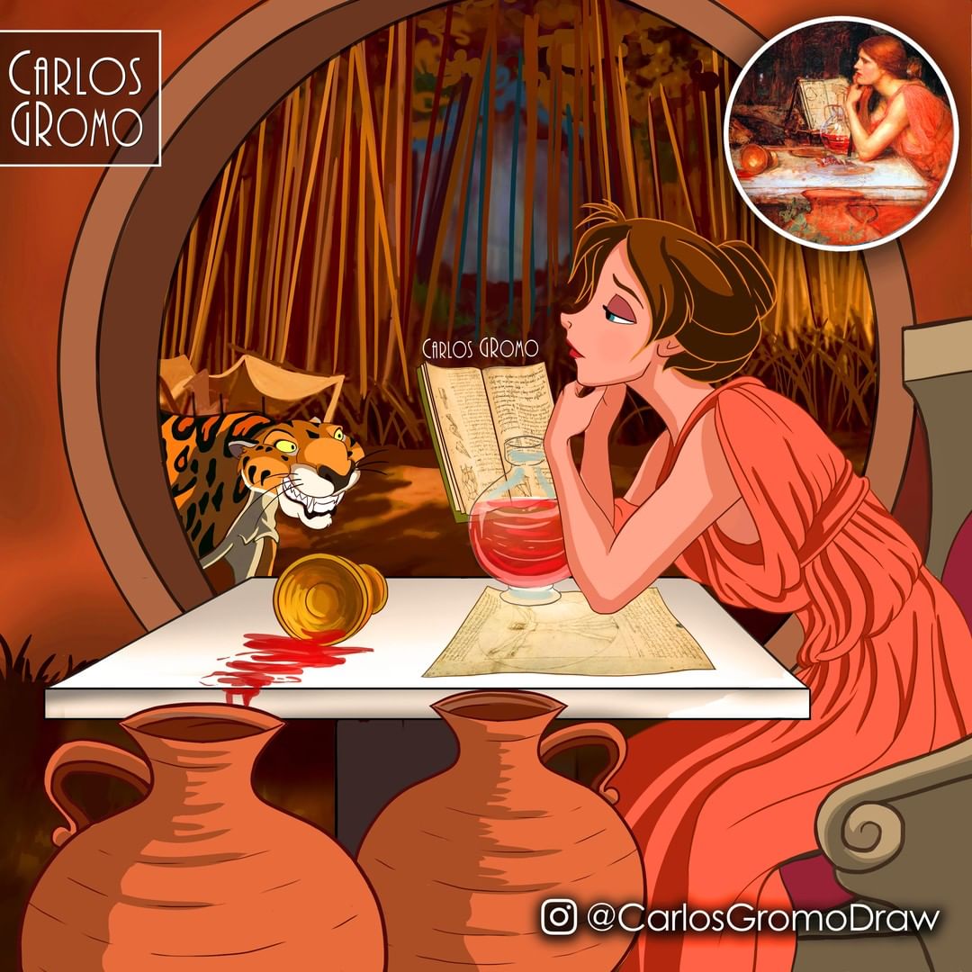 famous painting disney character sorceless by carlos gromo