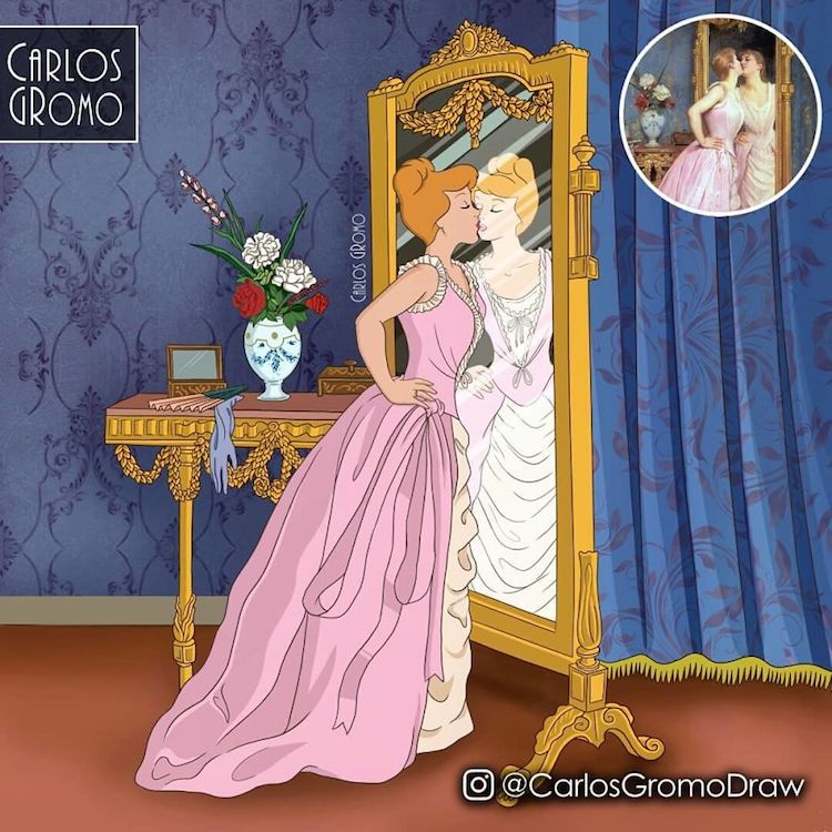 famous painting disney character vanity by carlos gromo