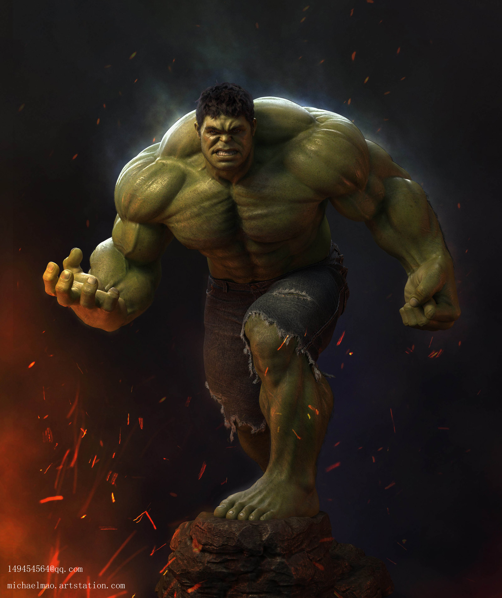 3d model character hulk by michael mao