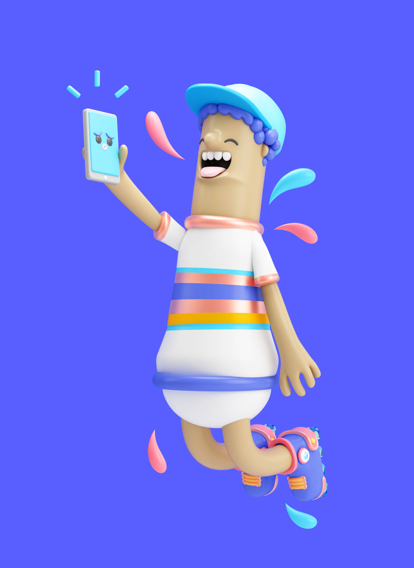 funny 3d cartoon character happy jump by fernando parra