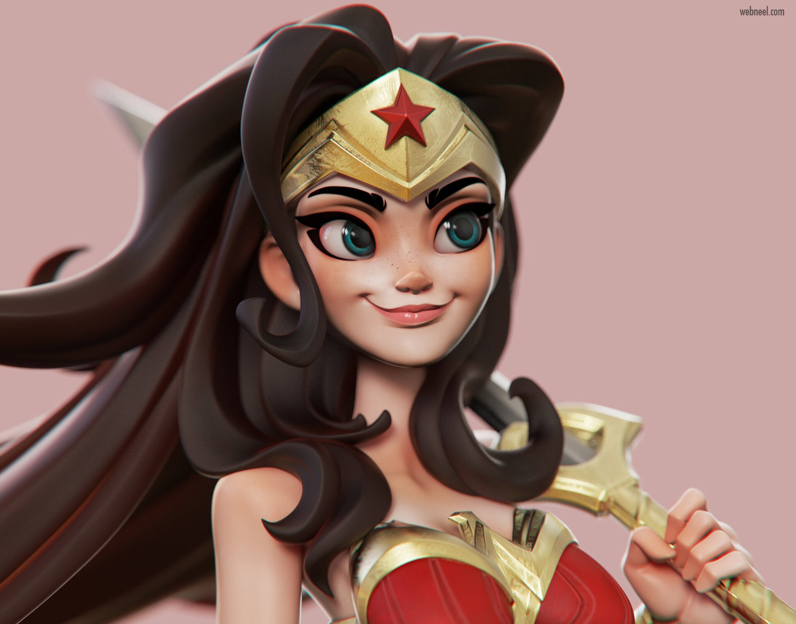 3d model character design girl fighter super woman fantasy by chen longfei