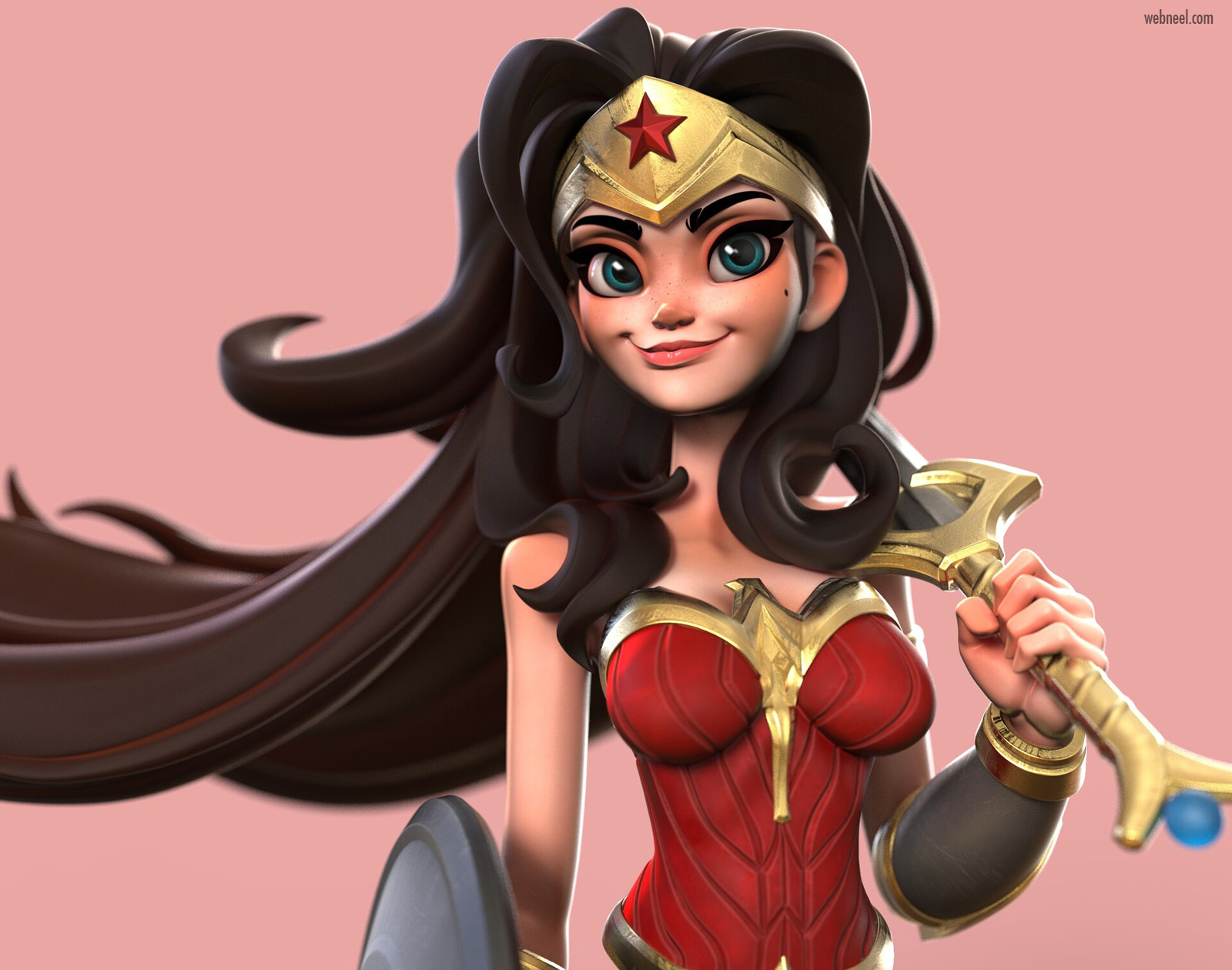 3d model character design super wonder woman girl fighter