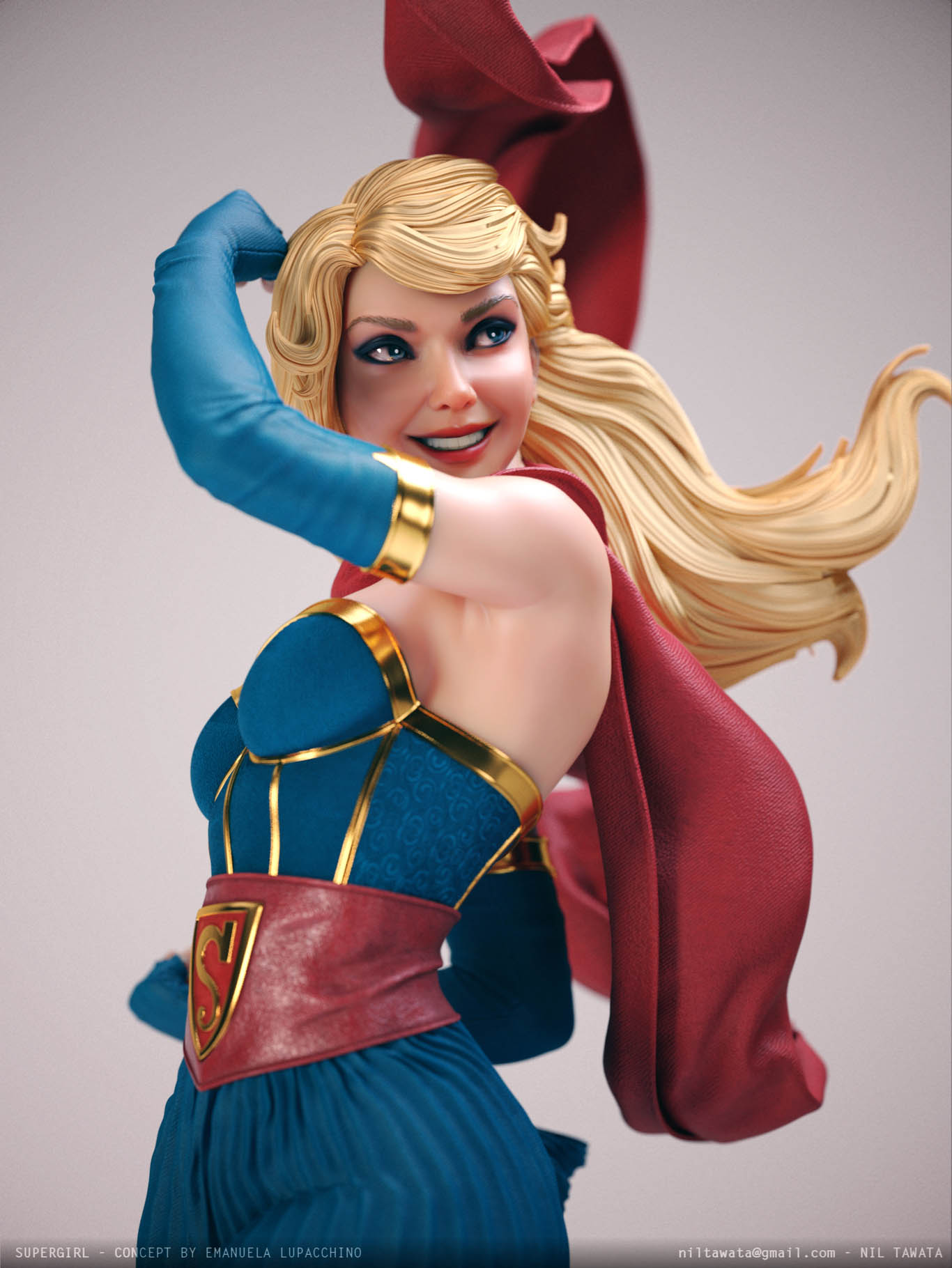 3d model character supergirl half