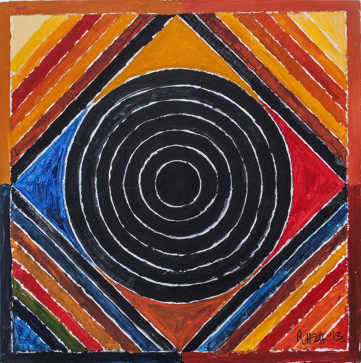 expensive painting geometric by famous indian artist syed haider raza