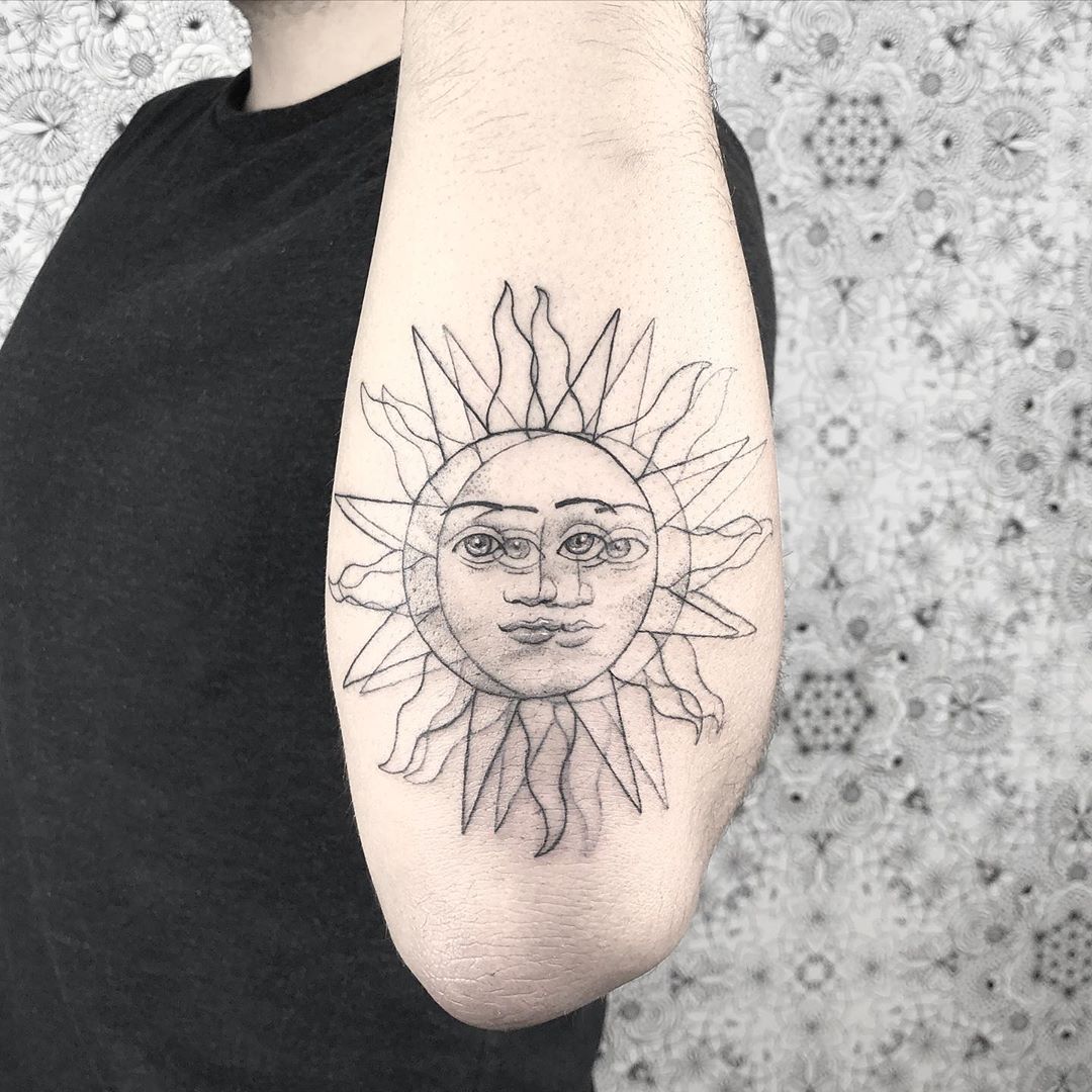 optical illusion tattoo sun by yatzil elizalde