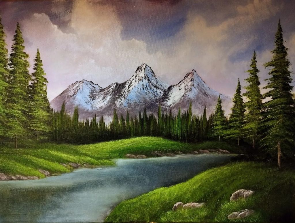 beautiful landscape painting mountain by joe particc