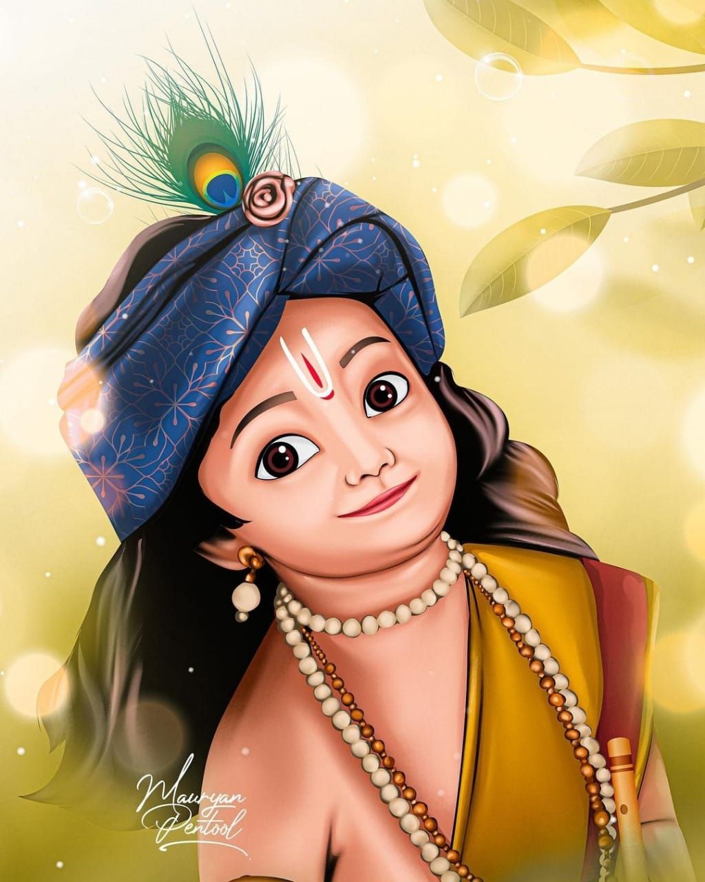 Digital Artwork Little Krishna By Anurag Maurya