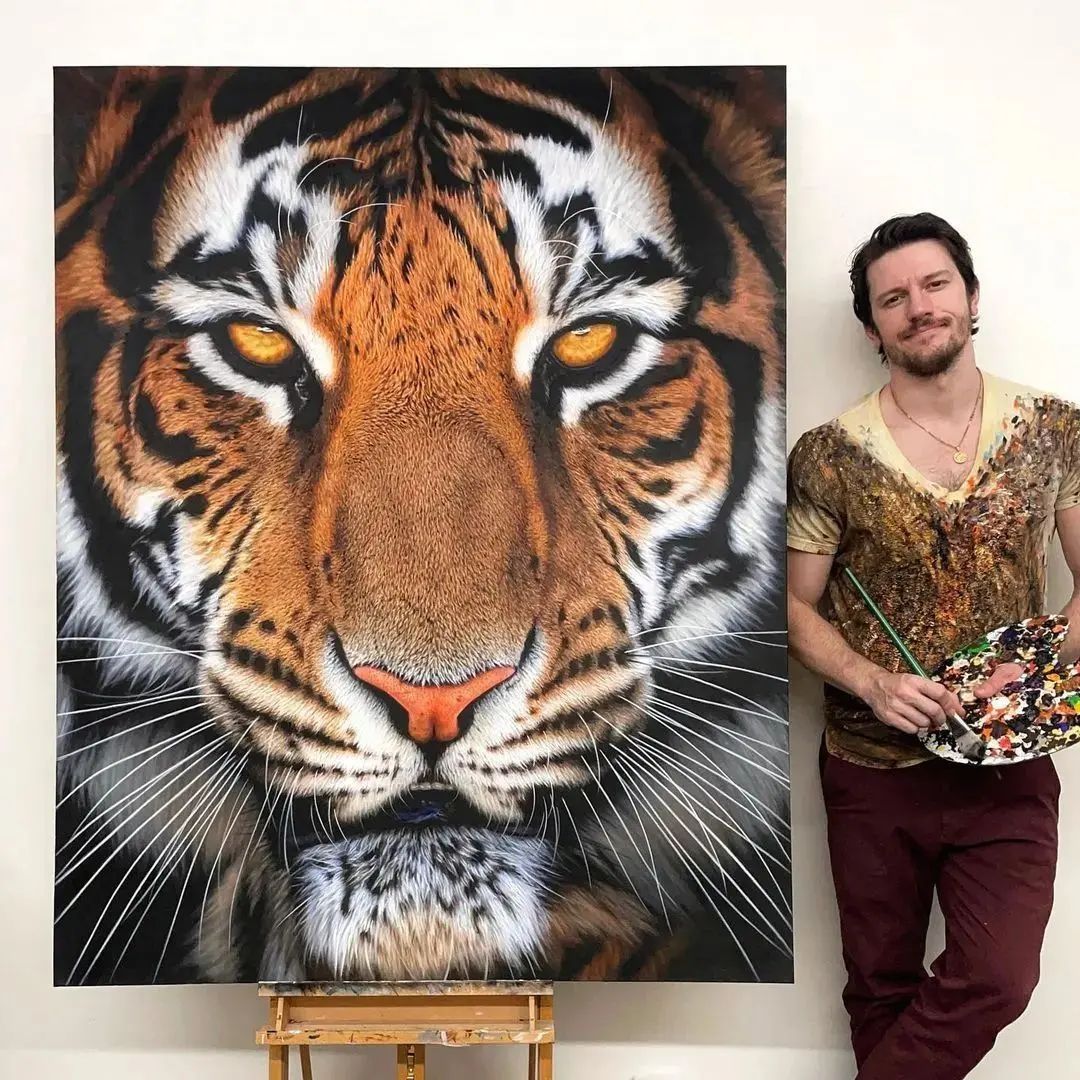 hyper realistic painting tiger by nick sider
