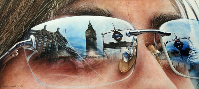 sun glass reflection acrylic painting by simon hennessey