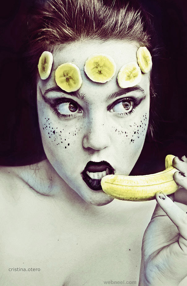 banana fruit face portrait photography by cristina otero