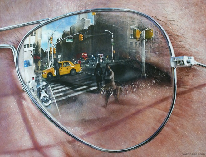 realistic sun glass painting by simon hennessey