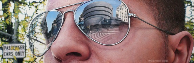 hyper realistic sun glass acrylic painting by simon hennessey