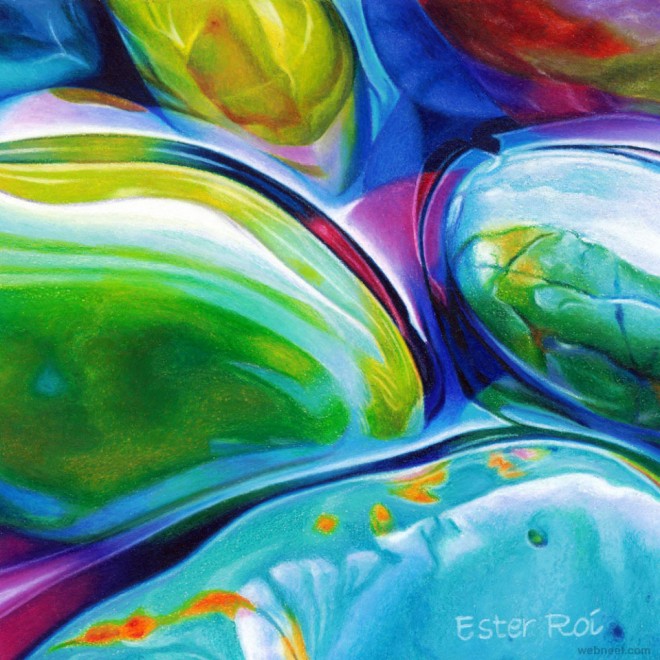 pebbles acrylic painting by ester roi