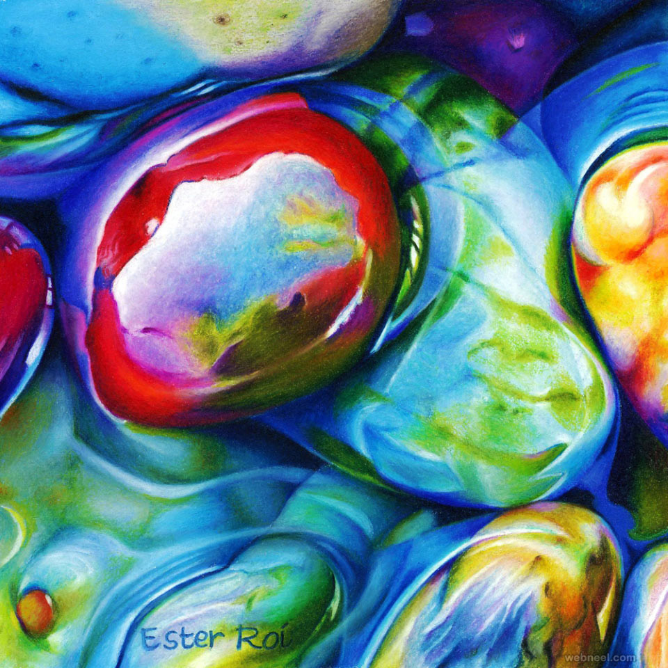 pebble rock water painting by ester roi