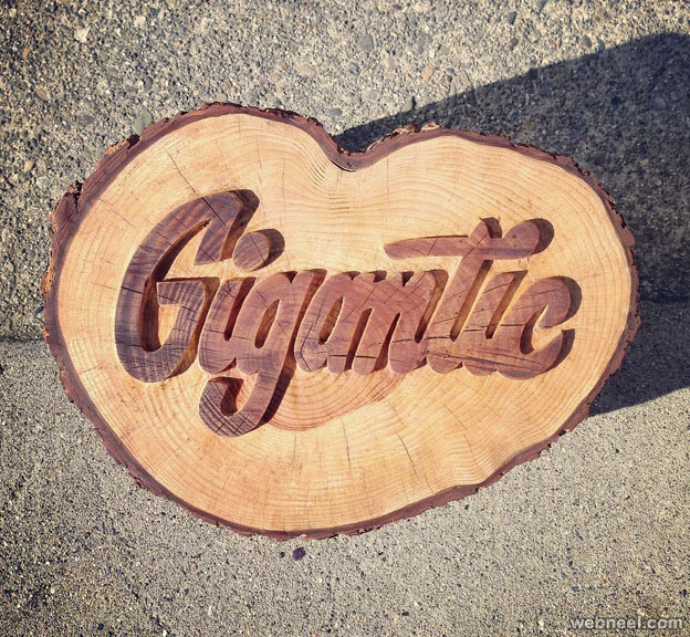 wood typography design