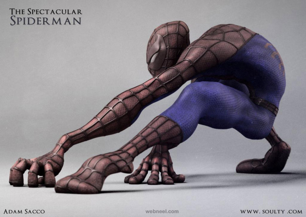3d spider man character by adam sacco