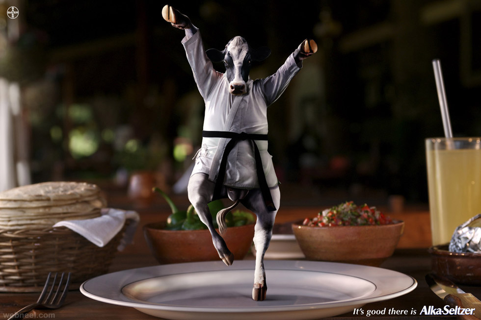 creative animal advertisement karate cow alka seltzer