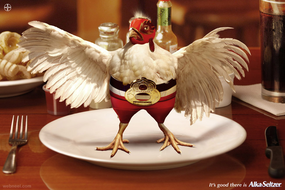 creative animal ad wrestler chicken alka seltzer