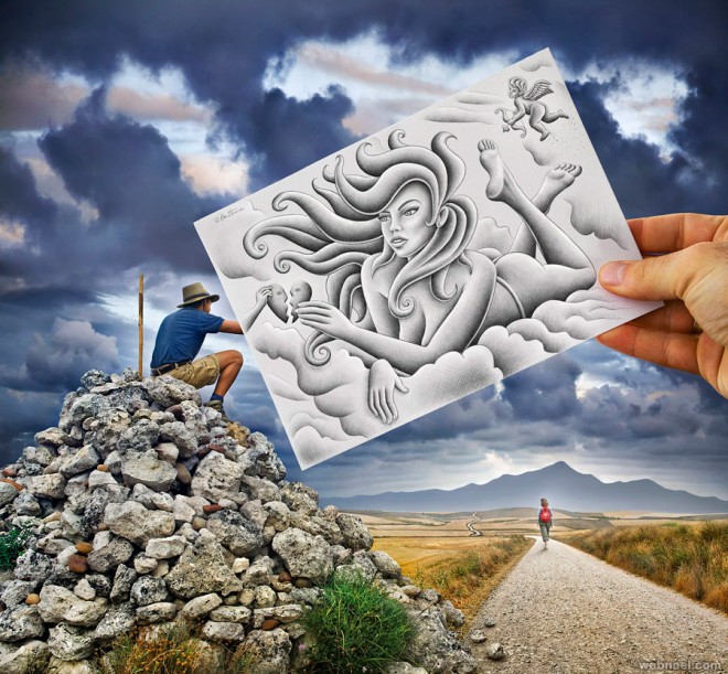 photo vs realistic drawing by ben heine