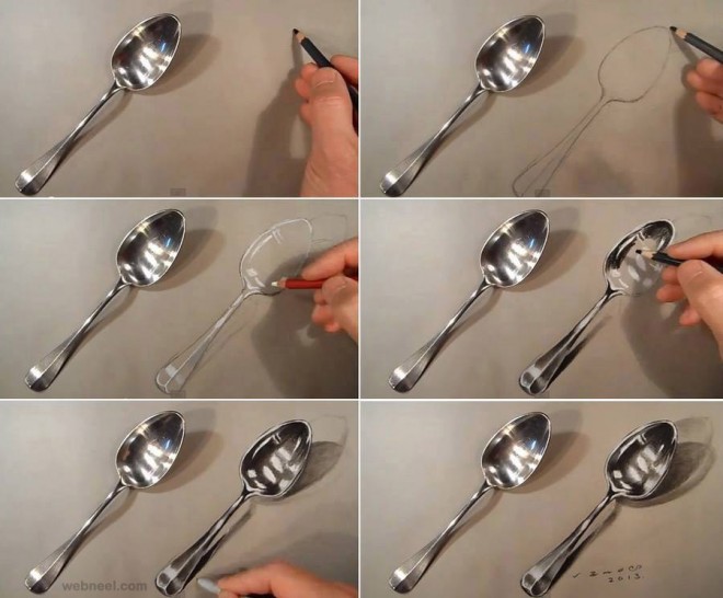 spoon realistic pencil drawing