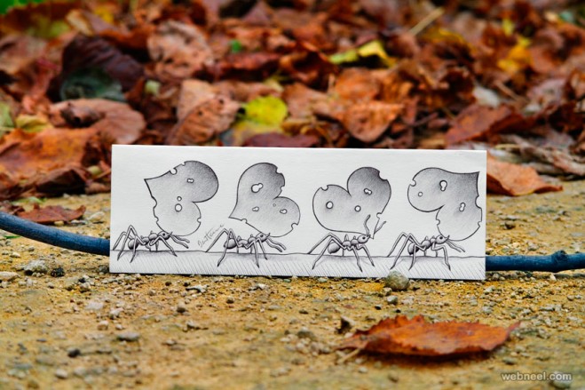 ants photo vs realistic drawing by ben heine