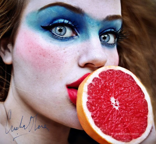 orange fruit face portrait photography