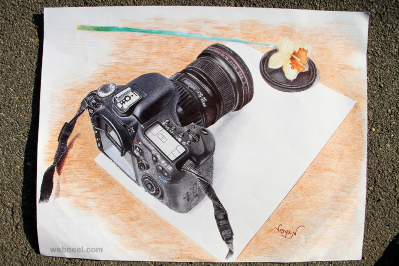 3d illustration of photographic camera Pencil drawing Stock Illustration   Adobe Stock