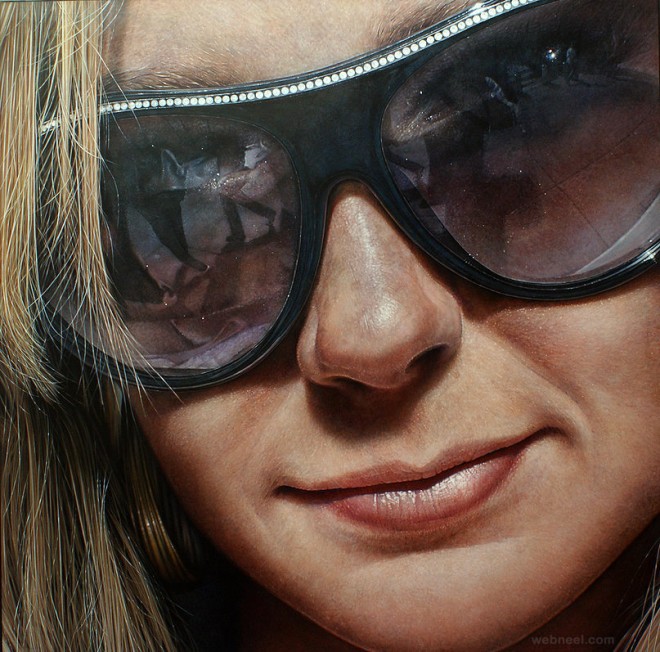 sun glass realistic acrylics painting by simon hennessey