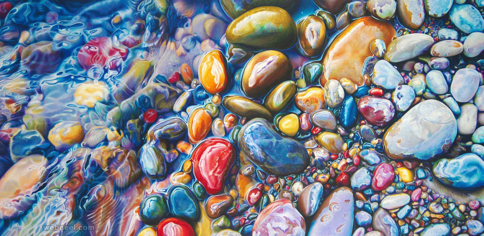 water pebbles painting by ester roi