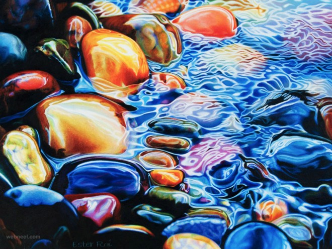 river pebbles painting by ester roi