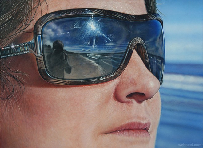 sun glass reflection acrylic painting by simon hennessey