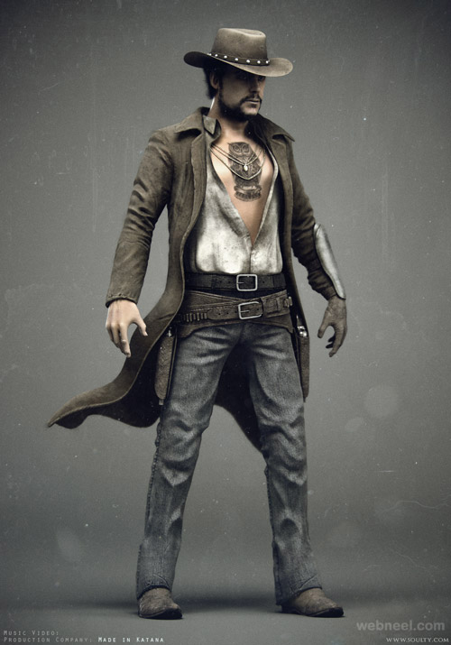 cowboy 3d character design by adam sacco