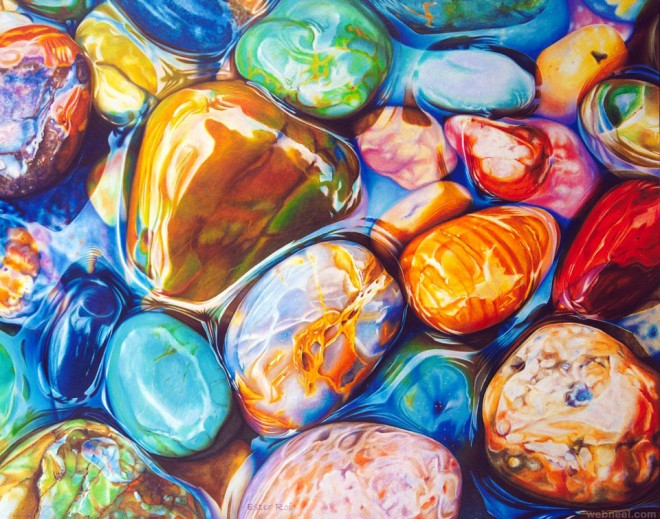 realistic pebbles painting by ester roi