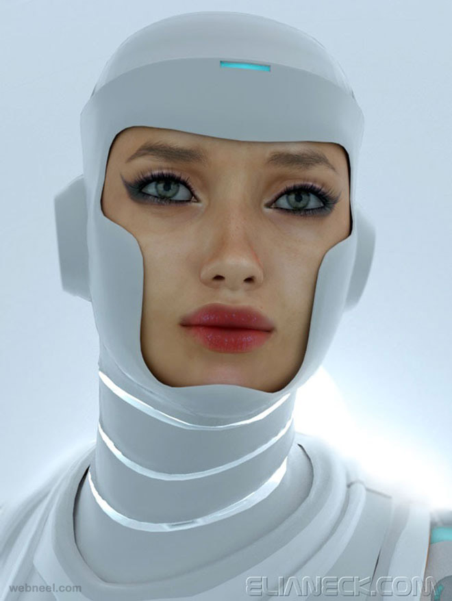 woman robot sci fi cg character by eliane