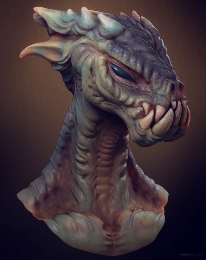 scary 3d alien model by carlos
