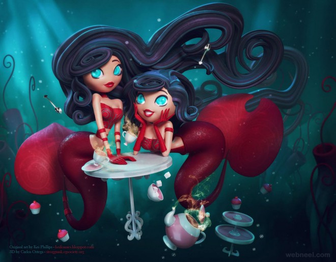 3d mermaid girls model by carlos