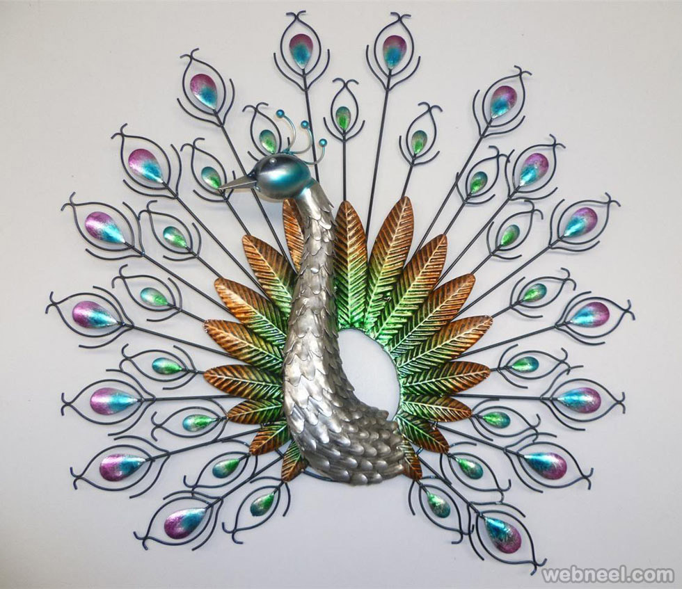 metal wall sculpture peacock