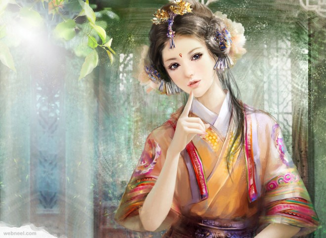 chinese art painting girl