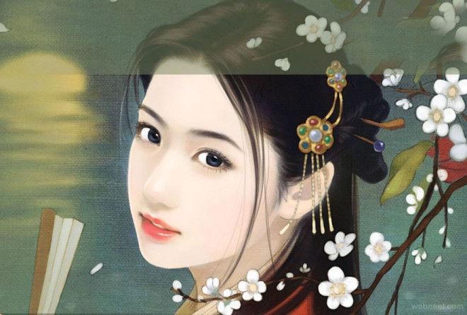 chinese art painting girl ancient