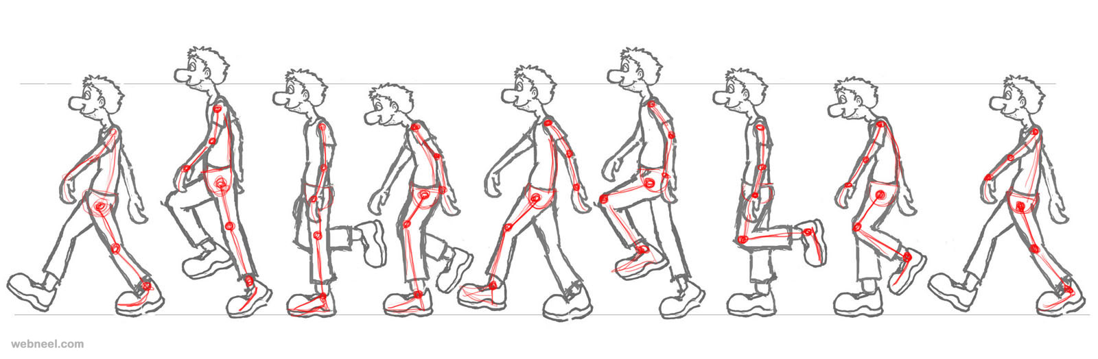 25 Best Walk Cycle Animation Videos and keyframe illustrations