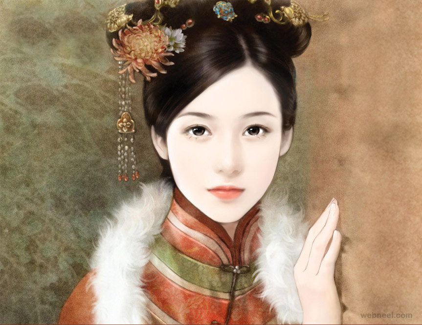 chinese painting girl beauty