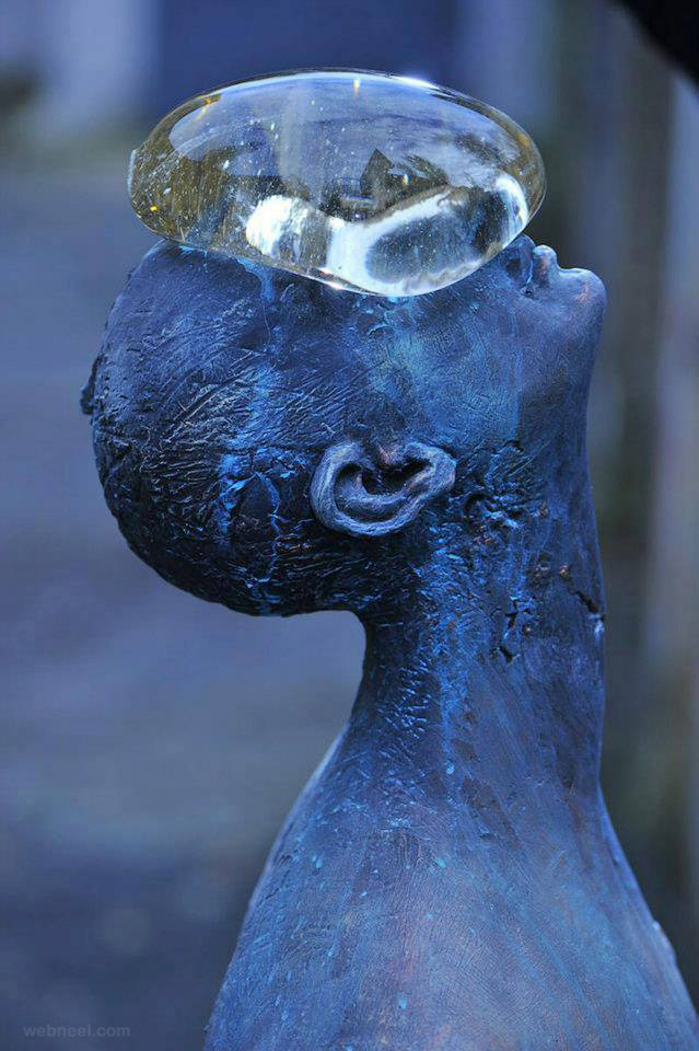 rain sculpture bronze and glass by nazar