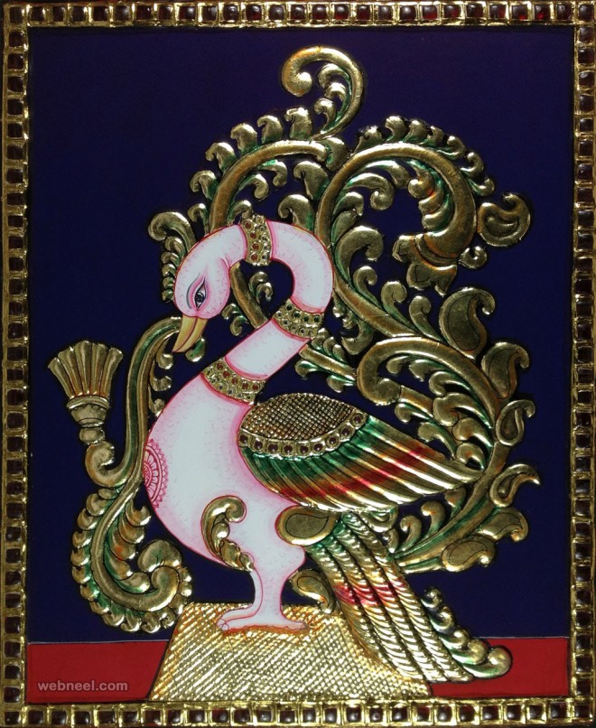 peacock tanjore paintings